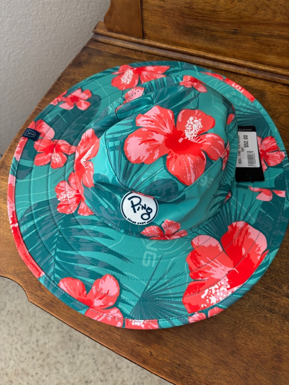 Ping Teal Bucket Hat with Coral Floral Print